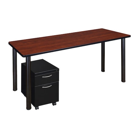 Kee Desking Kee Single Pedestal Desks, 24 D X 29 H, 66 W X Wood, Metal MTSPM6624CHBPBK